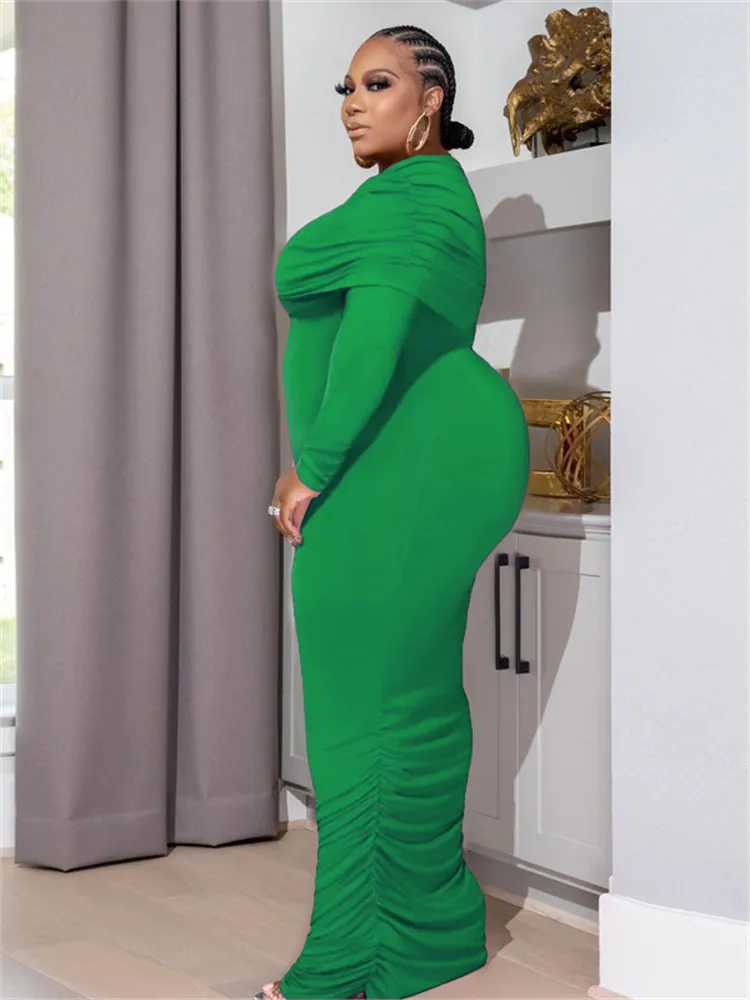 Wmstar Plus Size Off Shoulder Maxi Dress With Long Sleeves And Draped  Bodycon Design Stretchy And Elegant Wholesale Drop From Cong02, $20.66 |  DHgate.Com