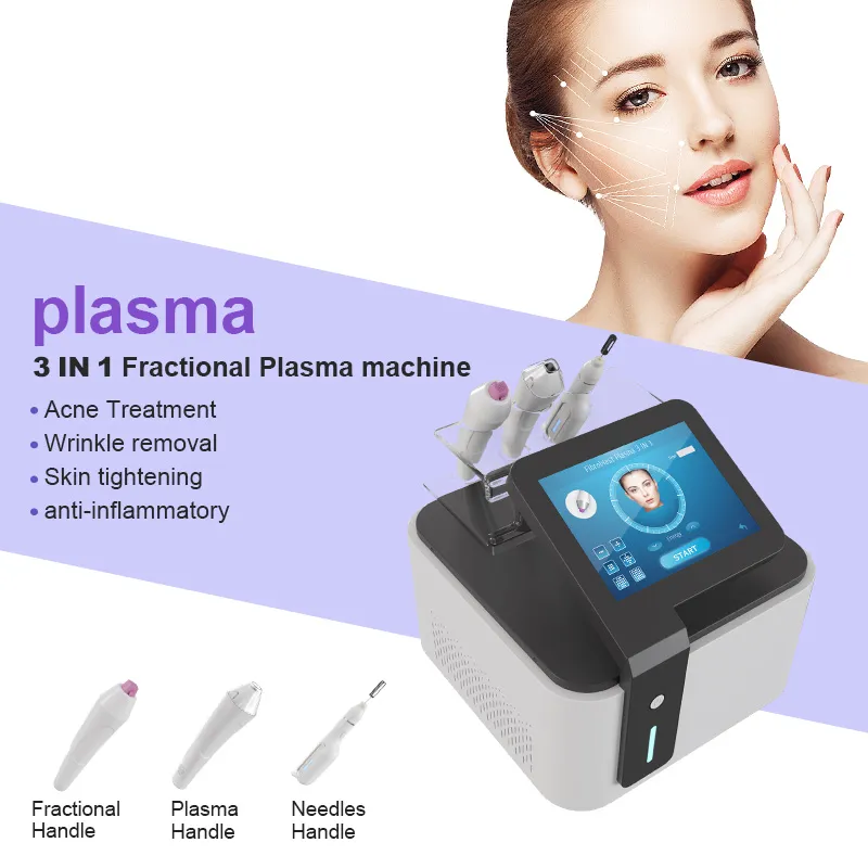 Multi-function Plasma Face Lifting And Tightening Anti-wrinkle Acne Removal Beauty Equipment 3 Handles Fractional Fibroblast Plasma Dot Matrix Pen