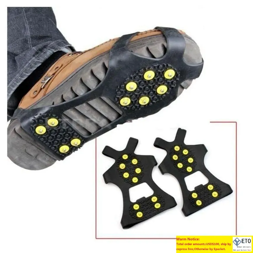 Eis-Schnee-Griffe, Stollen über Schuhen, 10 Stahlstollen, Eisstollen, Stiefel, Gummispikes, rutschfeste Schnee-Ski-Greifer, Kletterschuhe, gyq