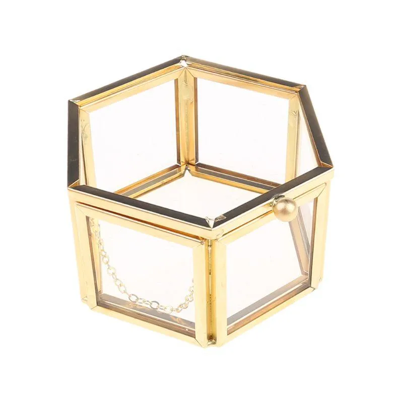 Jewelry Pouches Bags 2023 Geometrical Clear Glass Box Organize Holder Tabletop Succulent Plants Container Home Storage