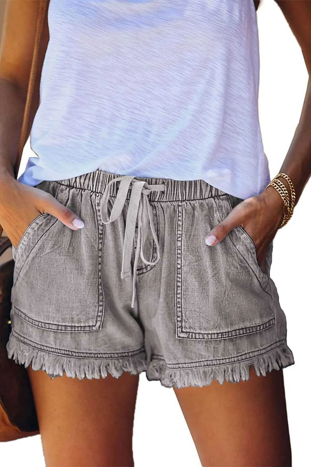 Wholesale Summer Brand Women's Shorts Short Skirt Sports Running Fitness Quick Dry Goldpkf Womens Jean for Denim Casual Mid Waist Frayed Stretchy Ripped