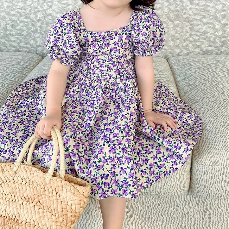 Girls Dresses Summer Girls Dress Small Floral Plaid Princess Dress Small Fresh Short Sleeved Baby Kids Clothes ChildrenS Clothing 230519 From 19 64 DHgate