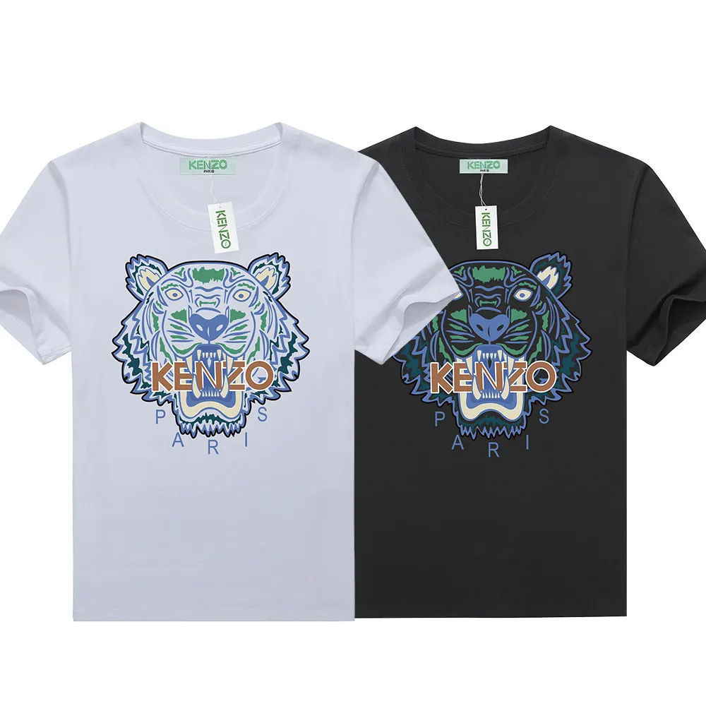 Camiseta Kenzo de diseñador para mujer, estampado de cabeza de tigre para hombre, cuello redondo, manga corta holgada de lujo, deportes, clásico, versátil