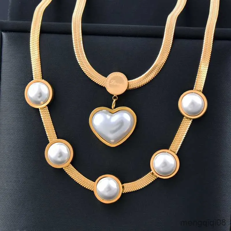 mode 316L roestvrijstalen ketting voor vrouwen gouden kleur parel choker sieraden cadeau voor vriendin