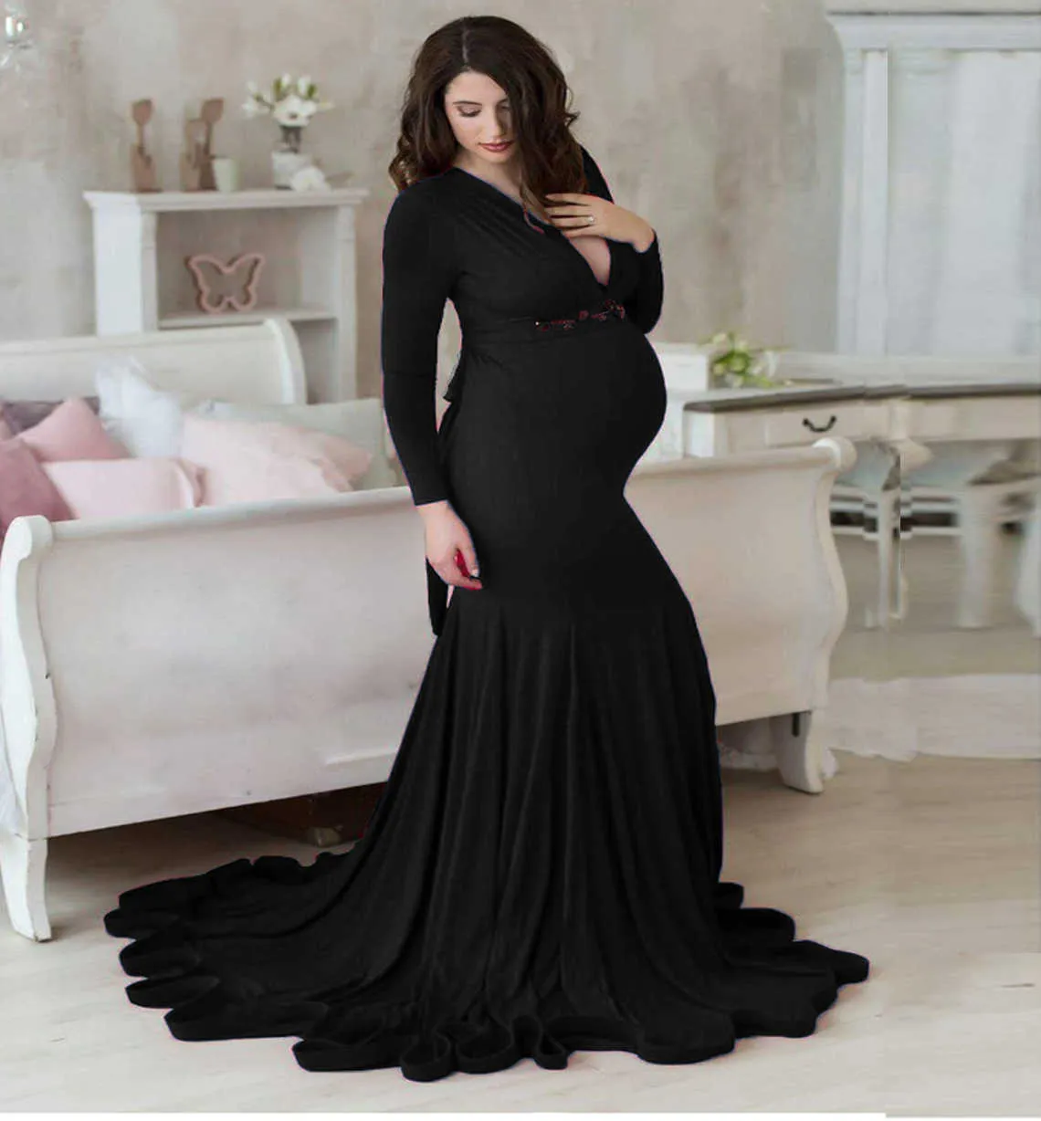 Vestidos de maternidad para fotografía, traje de sesión de fotos de maternidad, vestido largo para mujeres embarazadas