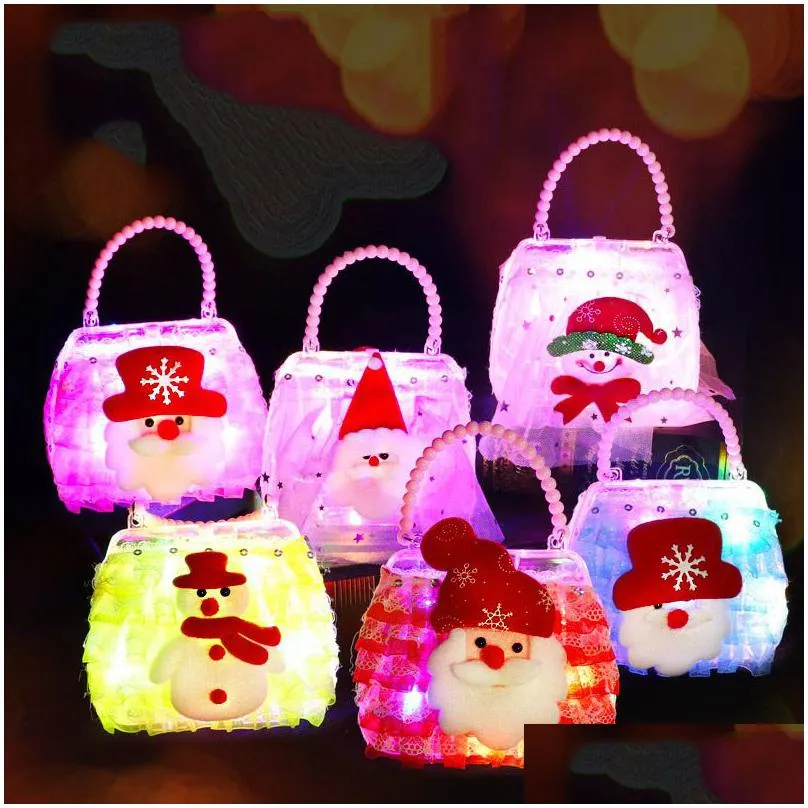 Вечеринка одолжение новой рождественский подарок ребенок светящаяся сумка косметическая сумочка