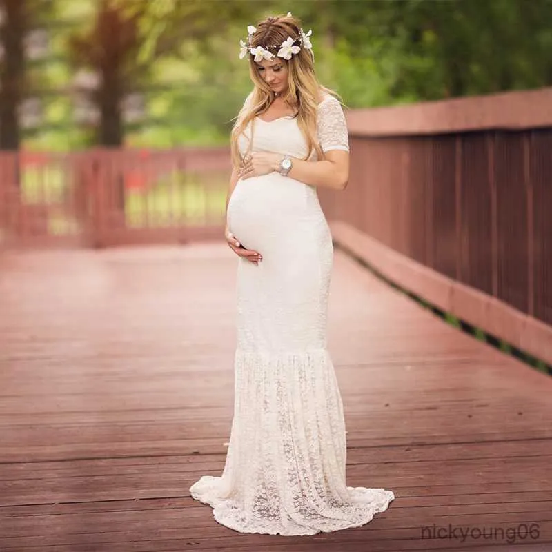 Mermaid Maternity Dresses Photography Props 섹시한 출산 가운 사진 촬영 여성 임신 드레스 옷 r230519