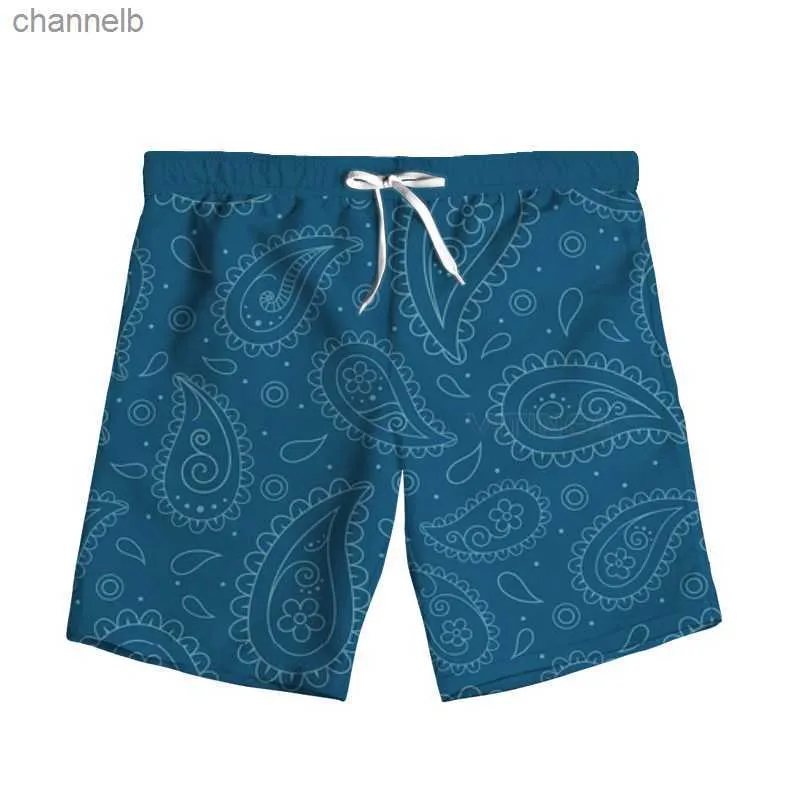 Nouvelle mode impression 3D Paisley Bandana femme hommes été plage Shorts amples pantalons décontractés Polyester grande taille S-7XLL230519