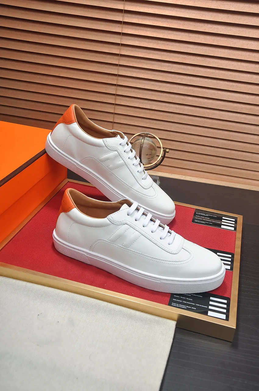 Luxury Men s Leather Sneakers Breathable Comfortable Casual Shoes for Spring Fall White Black Patchwork Designs TPR Sole Euro Sizes