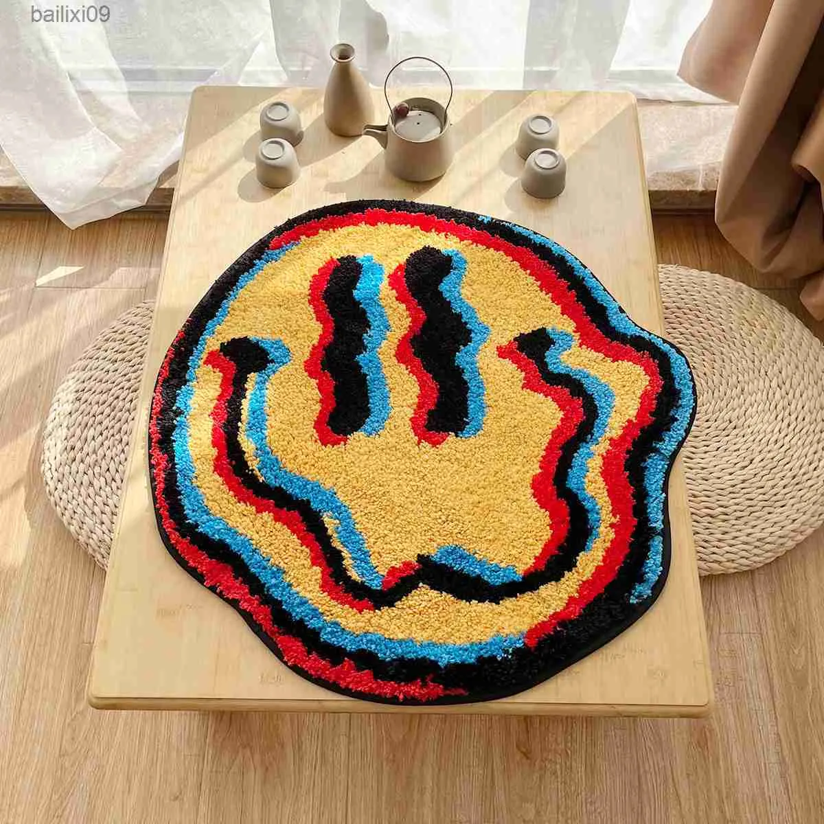 ラグ・カーペット MEITED SMILE RUG カーペットのトリッピースマイルラグスミリーフェイスハンドメイドラグ