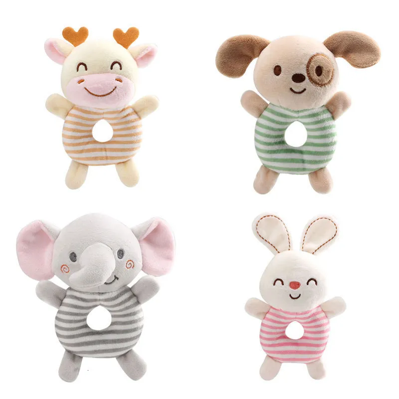 Rattles Mobiles Baby Rattle Toys Cartoon Plush Infant Hand Ring Bed For Born 024 Månader Småbarn Tidig utbildningsleksak 230518