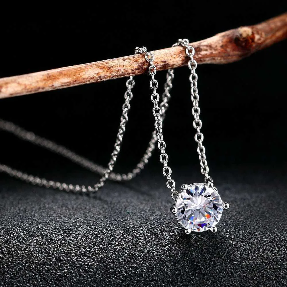 Top Quality Simple Six Cl Crystal Necklace Silver Color Fashion Jewellery Nickel Free Pendant Crystal