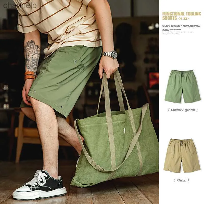 Maden, pantalones cortos de carga para hombre, pantalones casuales para hombre, pantalones cortos tácticos de verano verde militar con bolsillos grandes, pantalones cortos de playa para acampar al aire libreL230519