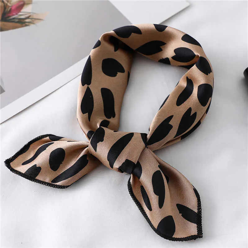 Women Small Satin Silk Scarf Square Print Wrap Foulard Femme Handkerchief Bandana Neck Hair Skinny Tie Scarves Shawls G220513