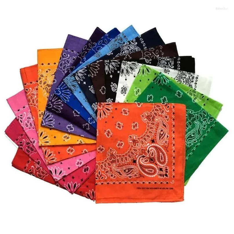 Halsdukar 2022 bandana kerchief hip hop bomull fyrkantig halsduk 55 cm dubbel paisley pannband hals sport wrap grossist droppleverans fash dhb0b