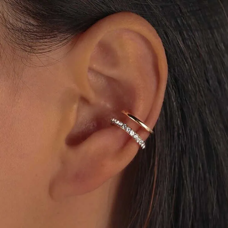 Charm Fashion Exquisite Rhinestone Decor Ear Cuff Earring For Woman Ear 2021 Sommar Ny ankomst Julsmycken gåva AA230518