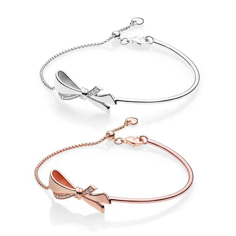 Luxury Rose Gold Bow Slider Bracelet For Pandora 925 Sterling Silver Party Butterfly Jewelry Designer Braceslet With Original Box Perfect Gift For Women And Sisters From Superid 12.16 DHgate.Com