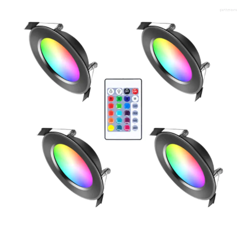 Ned Light 9W RGB med fjärrkontrolltak inomhuslampor Dimbar Spot Lamp Waterproof 220V Infällda downlights