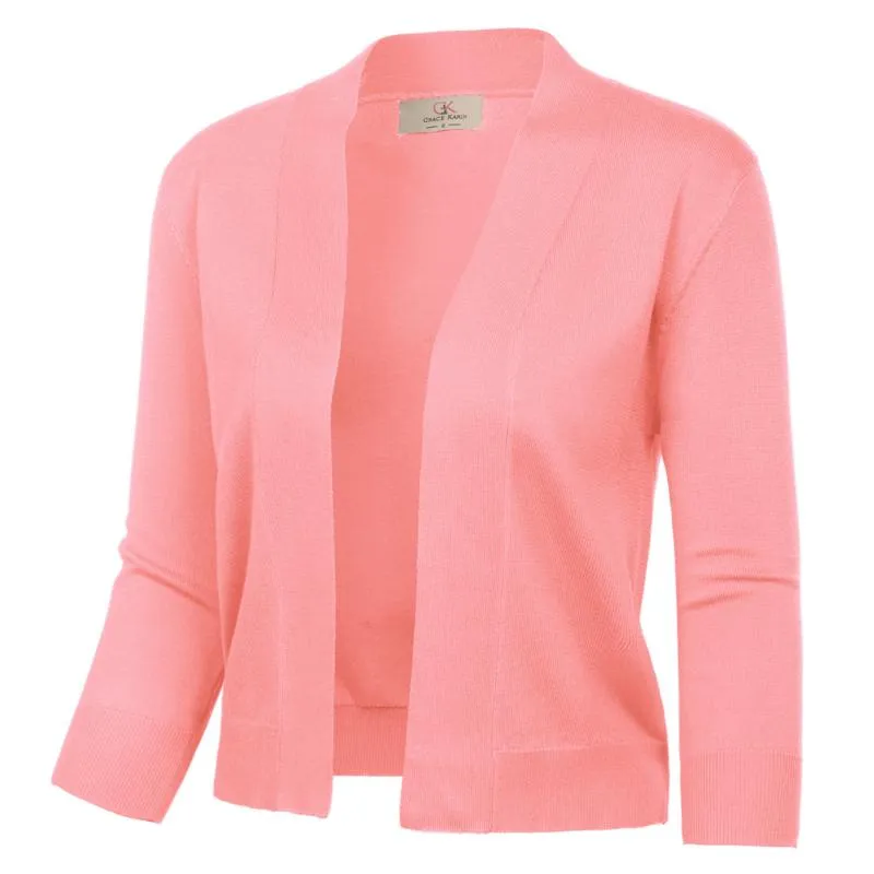 T-shirt da donna in maglia da donna Bolero con coprispalle da donna Blazer formale in cardigan corto lavorato a maglia con maniche a 3/4