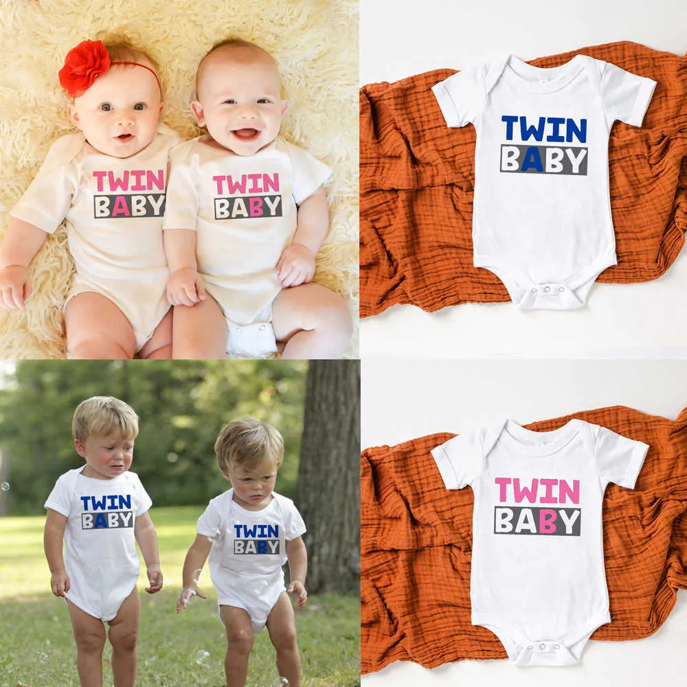 Abiti coordinati per la famiglia Twin s Twin Baby Gift Matching Twin Outfit Boy Girl Neonato Tornando a casa Abiti Summer Short Sleeve Jumpsuit G220519