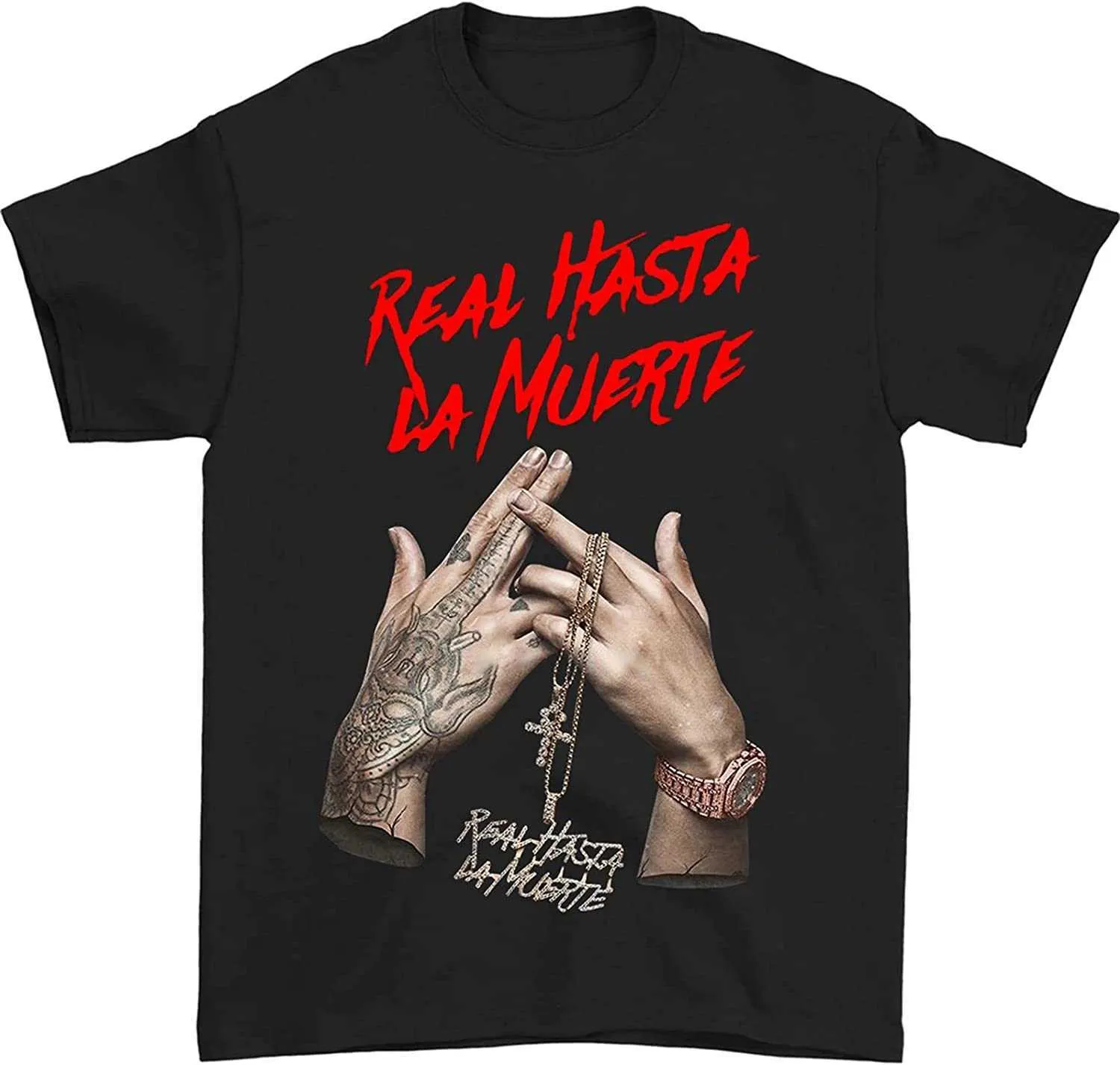 AA Hommes T-shirt D'été Anuel Mode Coton Real Hasta La Muerte Chemise Hommes t-shirts haut Noir