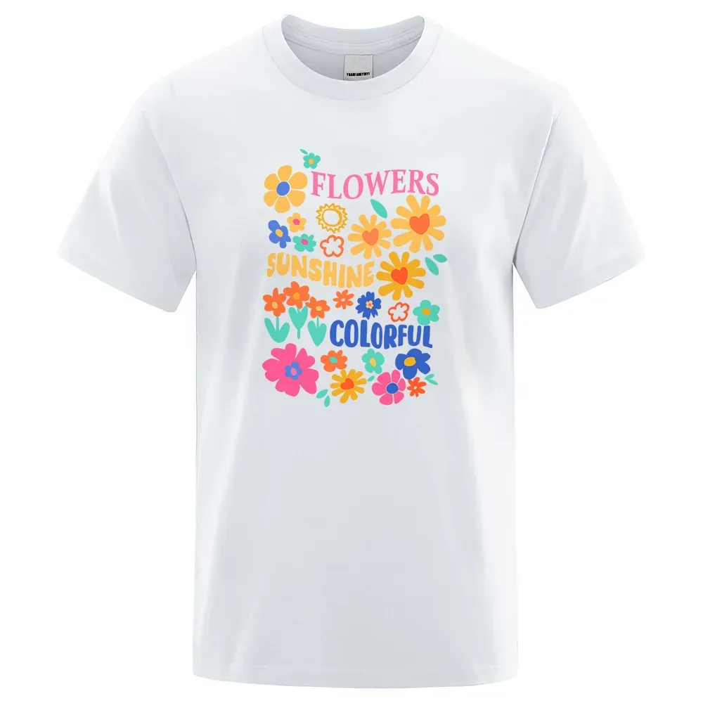 الزهور من كل نوع في أزهار الطباعة tshirts الرجال مضحك الإبداع تي قمصان القطن الصيف قمم الرسم فضفاضة