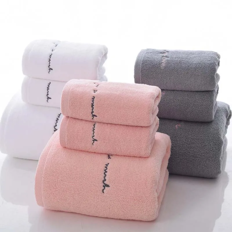 Serviettes en coton égyptien de haute qualité adultes lettres douces doux brodé bain visage serviette salle de bain douche cadeau pour les amoureux serviette