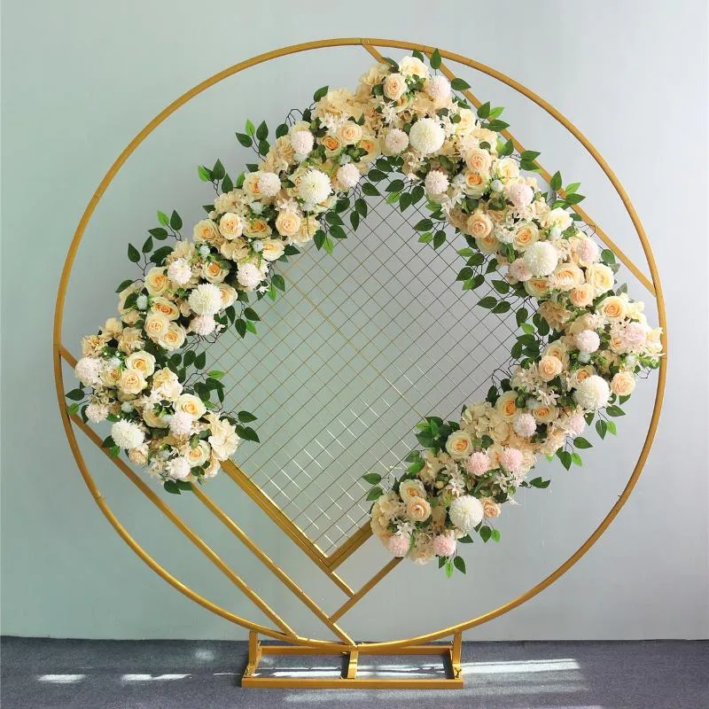 Party Decoration Circle Wedding Arch Marriage Backdrop Background Metal Creative Ring Inner Rectangle Grid Home PartyParty