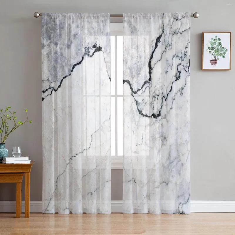 Curtain Marble Grey Design Crackle For Living Room Transparent Tulle Curtains Window Sheer The Bedroom Accessories Decor