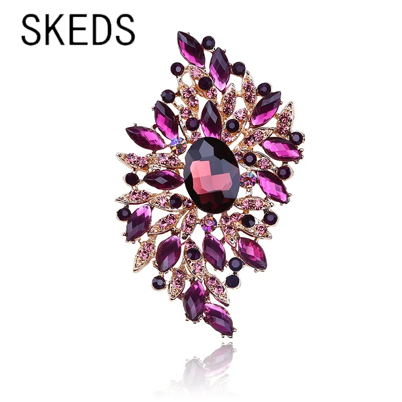 SKEDS Kreative Luxus Strass Exquisite Große Brosche Für Frauen Kleidung Mantel Broschen Pins Party Bankett Schmuck Corsage Geschenk