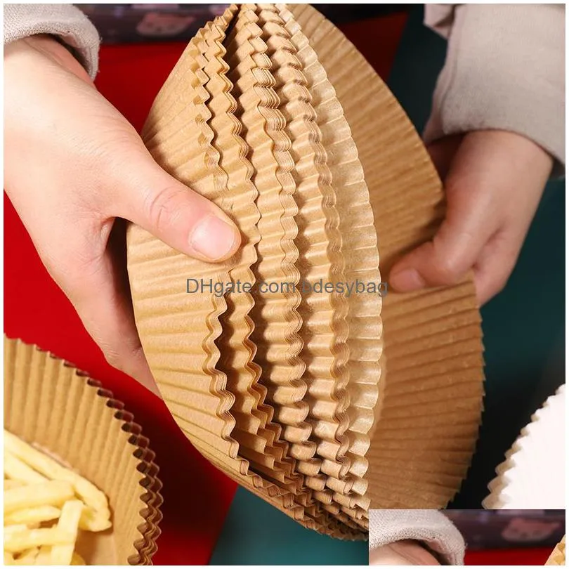 50pcs air fryer baking pan disposable paper parchment wood pulp steamer baking papers for airfryer