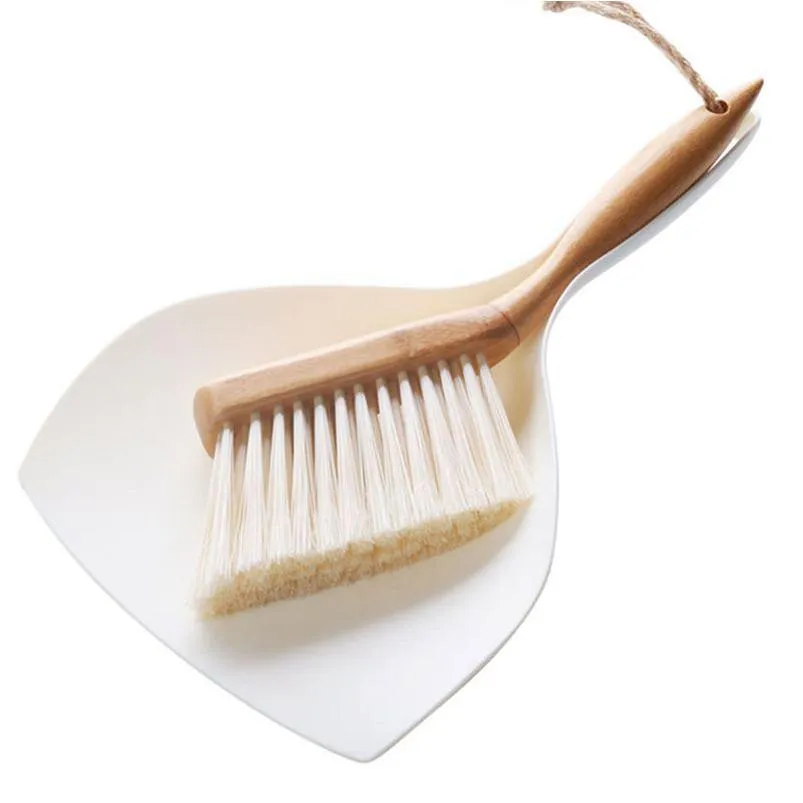 Brosses De Nettoyage De Poche Mini Brosse Et Pelle À Poussière Ensemble Balai Blanc Avec Manche En Bois Pour Table Bureau Canapé Drop Delivery Home Garden Ho Dha7H