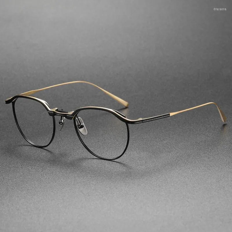 Lunettes de soleil Cadres Japonais À La Main Pur Titane Lunettes Cadre Hommes Vintage Optique Lunettes Remplaçable Lentille Prescription Lunettes Pour