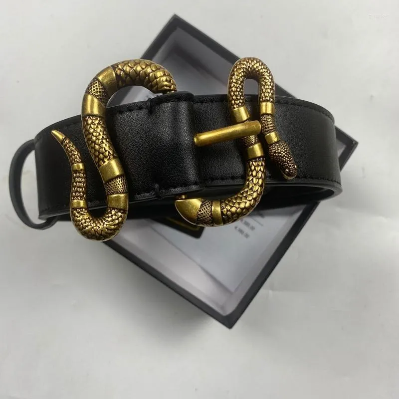 Genuine Leather Belt With Gold Snake Buckle Unisex... From  display picture 1