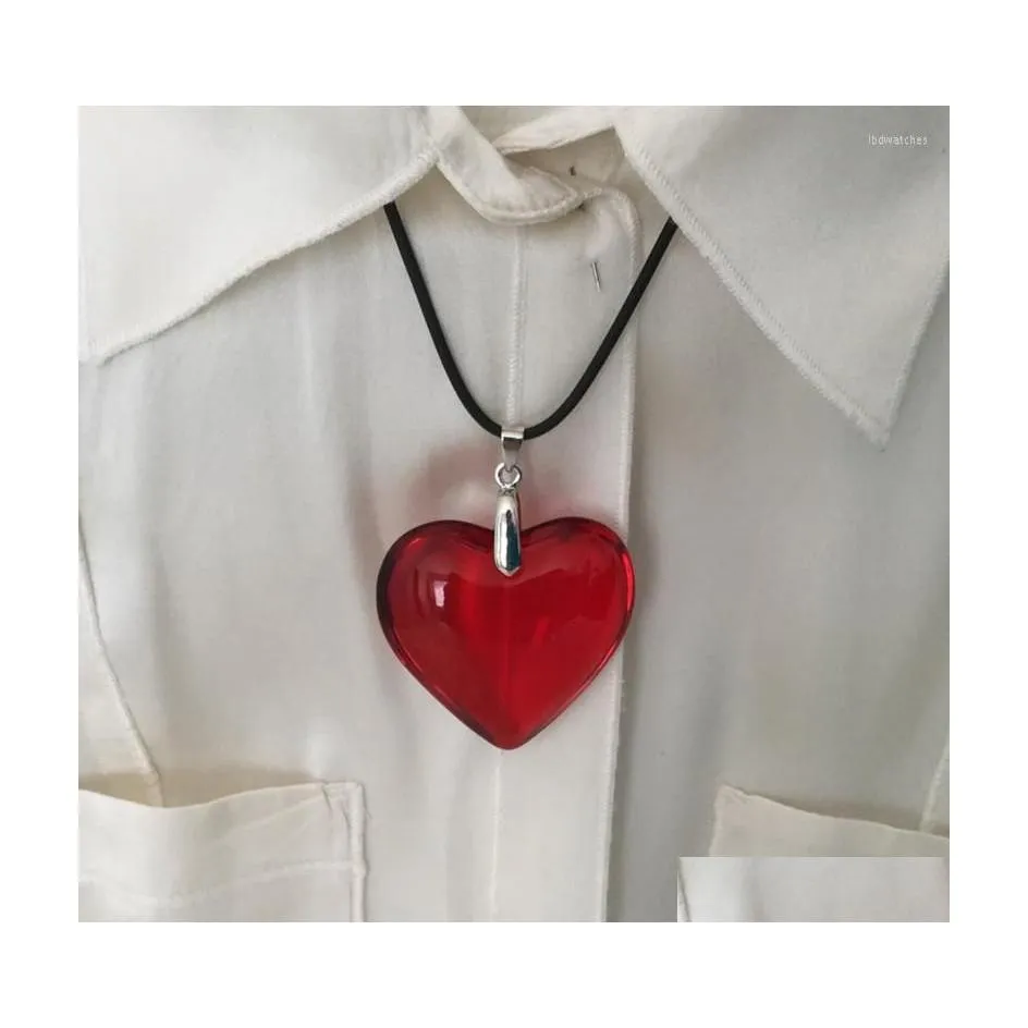 Hänge halsband koreanska rött hjärta kristall halsband mode kvinnliga smycken engagemang tillbehör romantiska alla hjärtans dag gåva drop d dhg8m