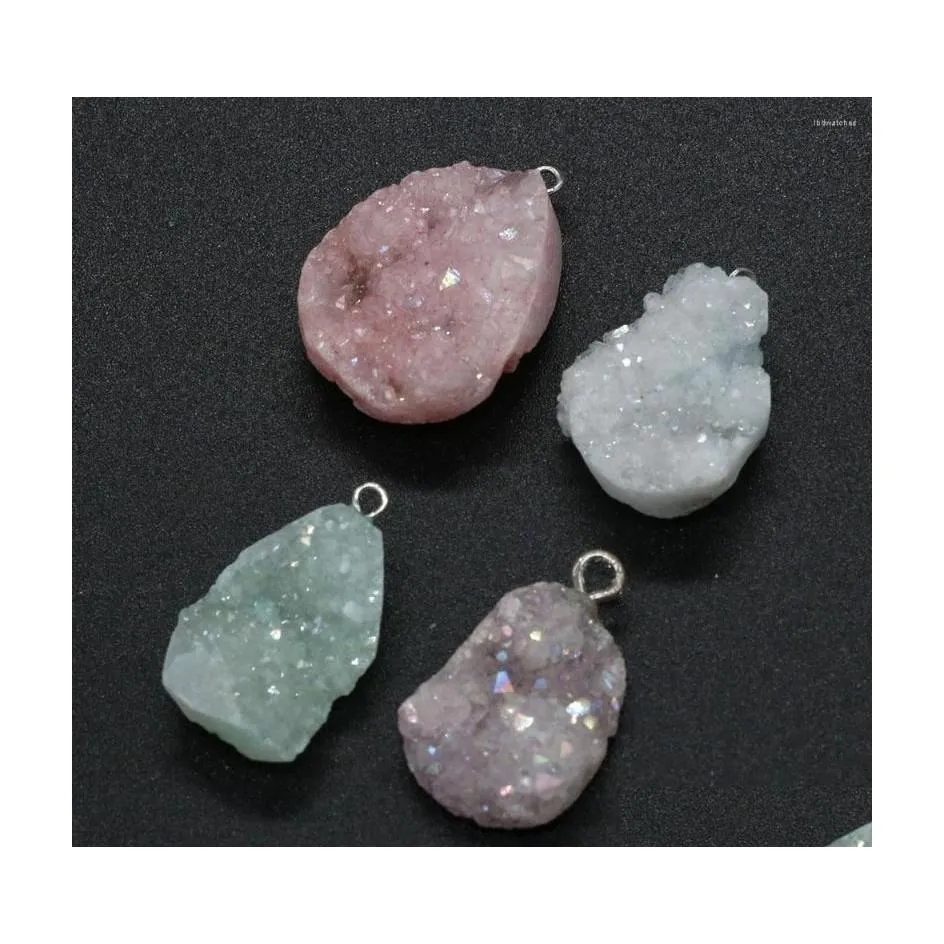 Collane con ciondolo Yachu Pietra naturale Druzy Agates Irregar per creazione di gioielli Collana fai da te Accessori per orecchini Charms Regalo Goccia Deli Dhrlh