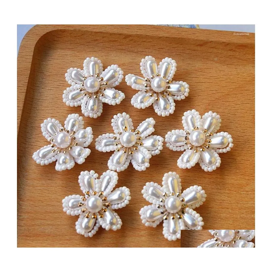 Colares pendentes de pingente de crochê de crochê de miçanga de miçanga adesiva de flores de ornamento de breol Charms de pulseira de colar de brinco 10pcs 32 dhenl