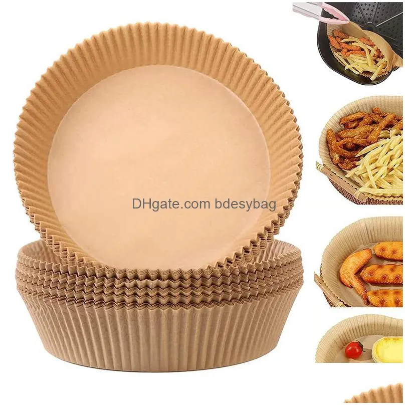 50pcs air fryer baking pan disposable paper parchment wood pulp steamer baking papers for airfryer