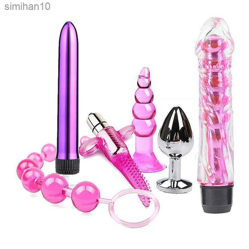 Yetişkin oyuncaklar 6pcs/set mermi anal fiş silikon arka bahçe titreşimli masaj çubuğu erkekler için yetişkin erotik g-spot orgazm kadınlar çift seks oyuncakları l230519