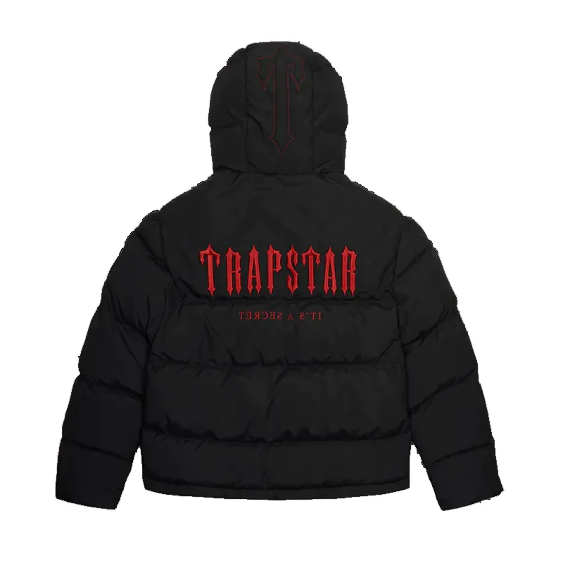 Trapstar London avkodad hooded puffer 2.0 isblå jacka broderad bokstäver hoodie vinterrock 21