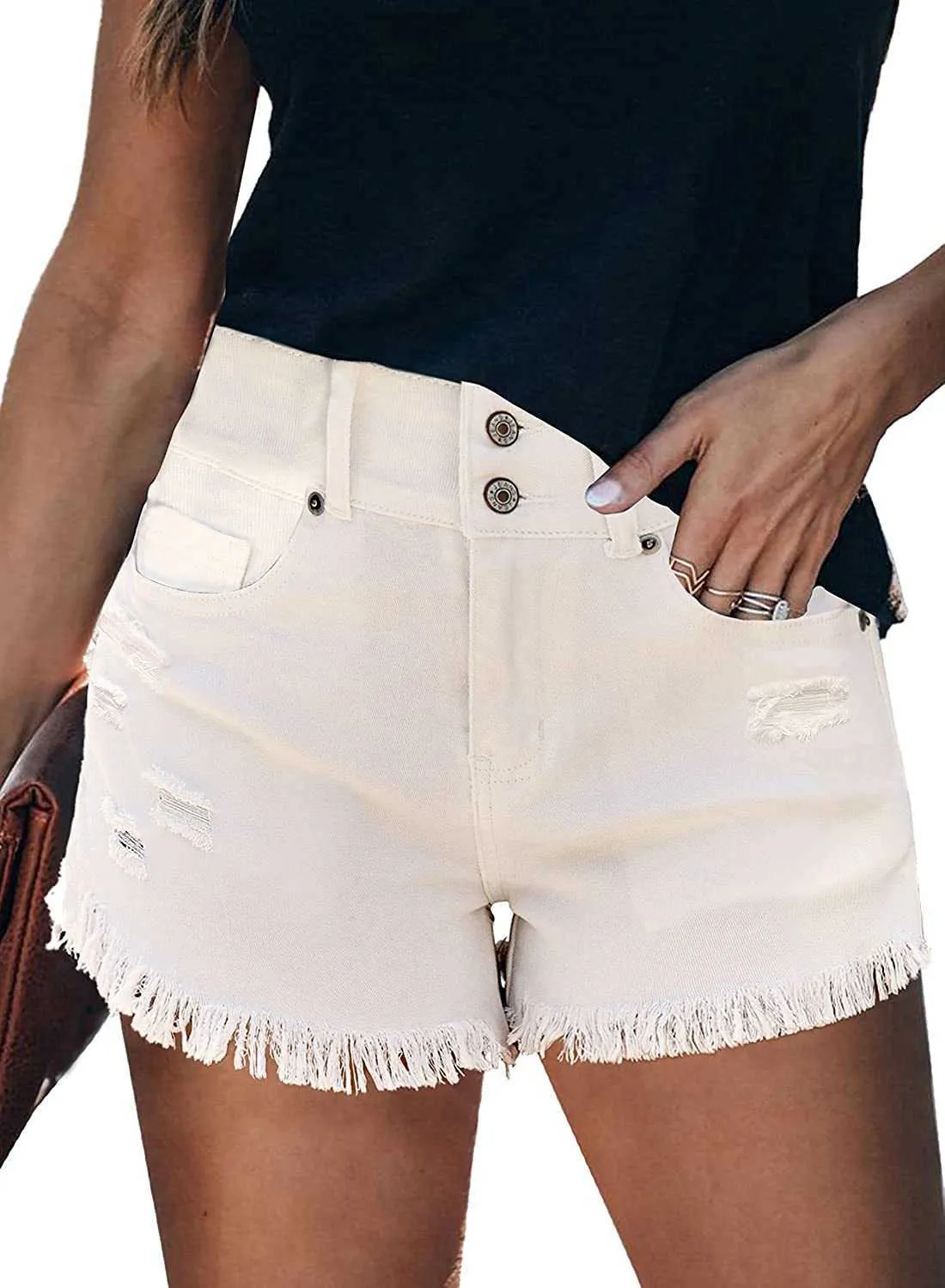 Großhandel Sommer Marke Damen Shorts Kurzer Rock Sport Laufen Fitness Schnell trocknend Grapent Hohe Taille Ripped Stretchy Denim Hot Jean