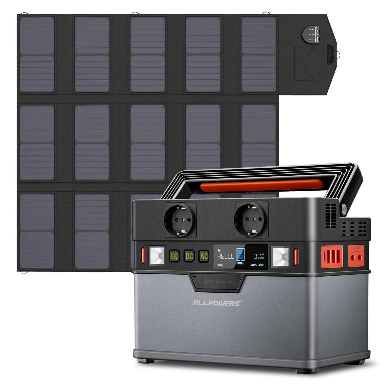 ALLPOWERS Tragbares Kraftwerk, 288-Wh-Lithiumbatterie-Solargenerator mit Solarpanel, 100-W-Notstromversorgung, 110-V-220-V-AC-Steckdose