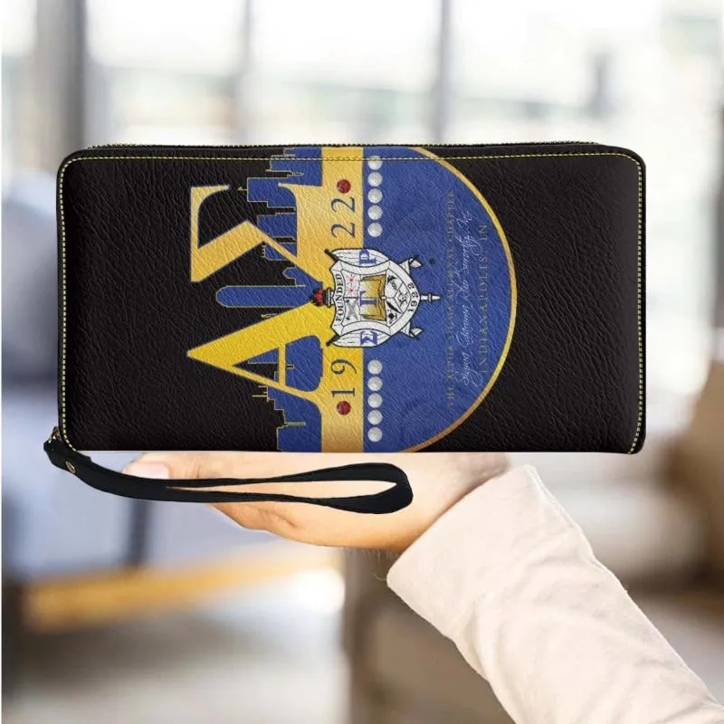 Plånböcker Sigma Gamma Rho Luxury Designer Zipper Plånbok Utomhus Travel Portable Coin Pouch Card Holder Fashion Clutch Phone Väska