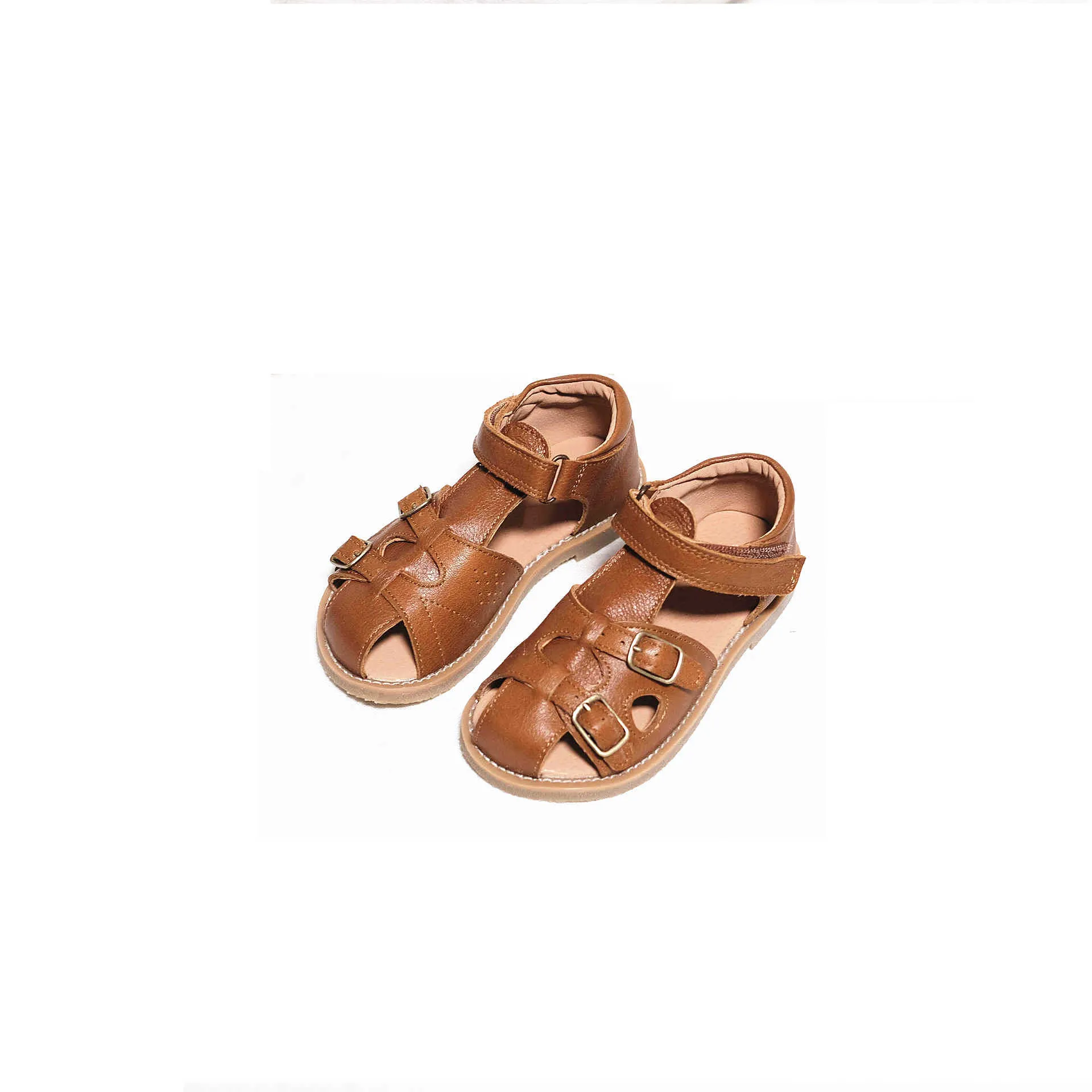 Sandals Summer Real Leather Boys Sandals Sports Closed Toe Breathable Girl's beach shoes Cowhide Casual cozy Children's shoes 6T AA230518