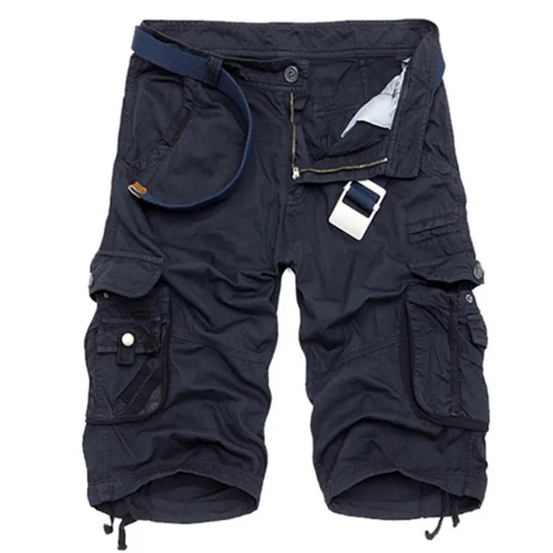 Shorts pour hommes été coton Cargo hommes mode multi-poches couleur unie casual lâche extérieur MID pas de ceinture 230519