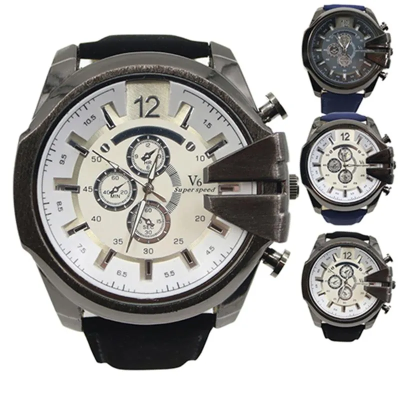 Armbanduhren Herren Quarzuhren Sportarmbanduhr Herren Luxus Atmungsaktives Kunstlederband Analog Großes Zifferblatt Uhr Reloj HombrArmbanduhren