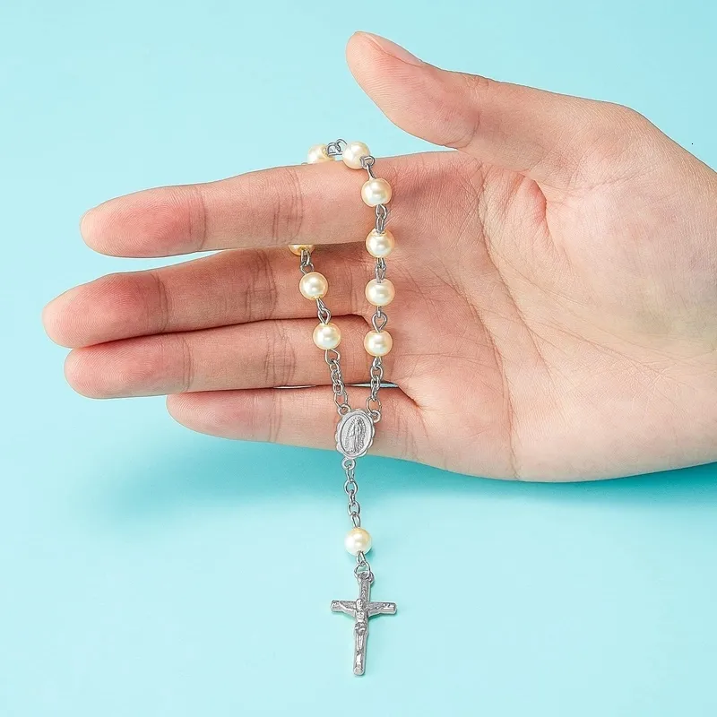 Baptism Rosary Catholic Rosary Beads Set With Faux Pearls For