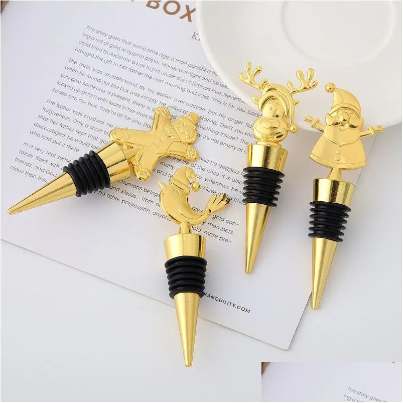 Kerstdecoraties zink Alloy Wine Bottle Stoppers Keuken Bar Santa Bird -vormige decoratieve accessoires Drop levering Huis tuin Dhv8l