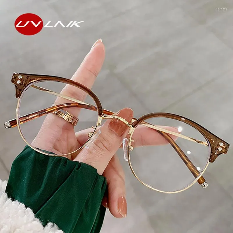 Sunglasses Frames Glasses Frame Retro Anti-Blue Round Eyewear Student Metal Half Rim Myopia Eyeglass Rice Nails Trend Fashion