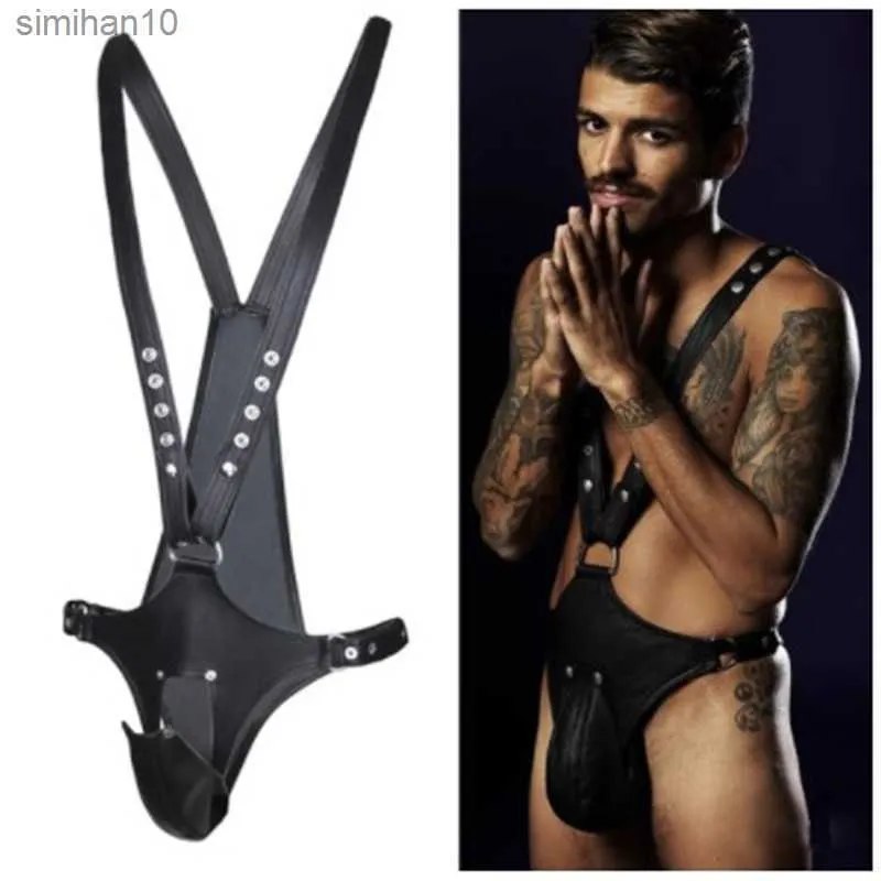 Jouets pour adultes sm formation d'esclaves masculins passion pour adultes fournitures salopette en cuir gay entrejambe ouverte lingerie sexy pantalon en cuir bondage L230519